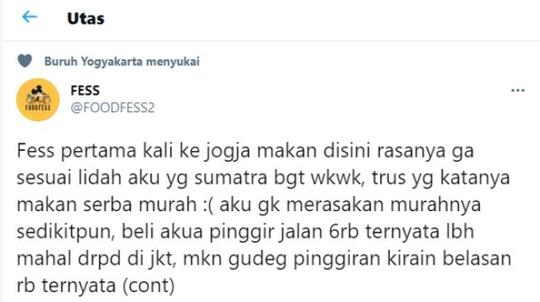 Kali Pertama ke Jogja, Warganet Ini Kaget Harga Gudeg Tak Semurah 'Katanya'