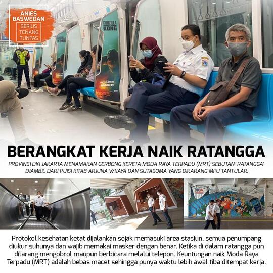 Gubernur Anies Berangkat Kerja Naik MRT, Netizen: Keren, Ini Namanya Pejabat Merakyat