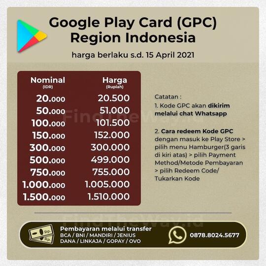 Voucher Gooogle Play Indonesia