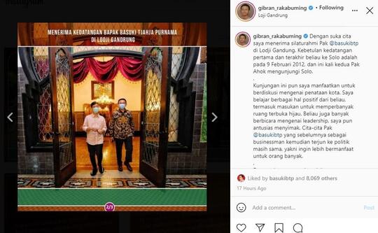 Ngaku Ngefans, Wali Kota Solo Gibran Mau Tiru Gaya Kepemimpinan Ahok