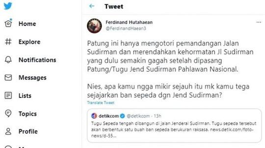 Tugu Sepeda 800Juta Anies Dinilai Mengotori Pemandangan Dan Rendahkan Patung Sudirman