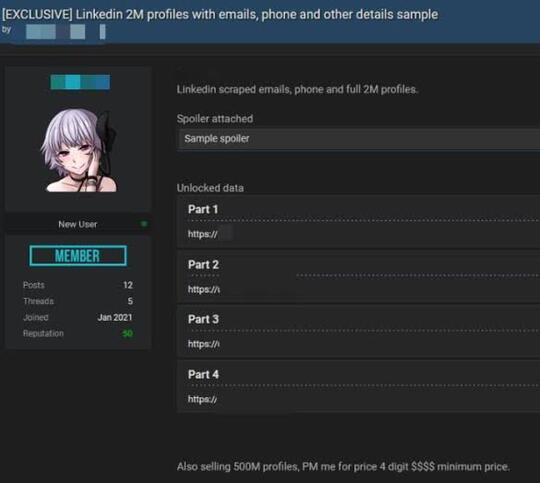 Gawat, LinkedIn di Retas Ada Data 500 Juta Pengguna Dijual di Darkweb
