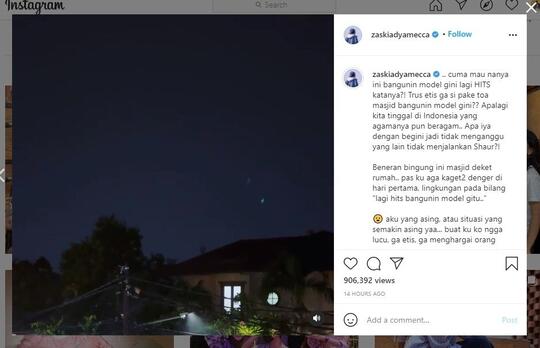 Viral Bangunkan Sahur Teriak di Masjid, Zaskia Mecca: Enggak Lucu, Tak Etis