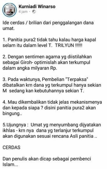 TNI AL 'Tolak' Uang Donasi Rp1,2 M untuk Beli Kapal Selam, Ketua KKIP: Jadi Gimana?