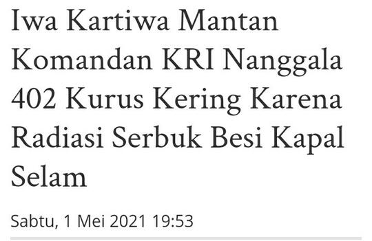 Eks Awak KRI Nanggala-402 Luruskan Penjelasan Anton Charliyan soal Kesehatannya