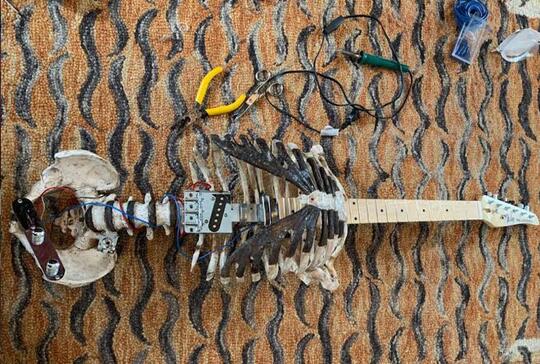 WOW, Rocker Ini Modif Gitarnya Menggunakan Tengkorak Asli Pamannya, Ini Bentuknya