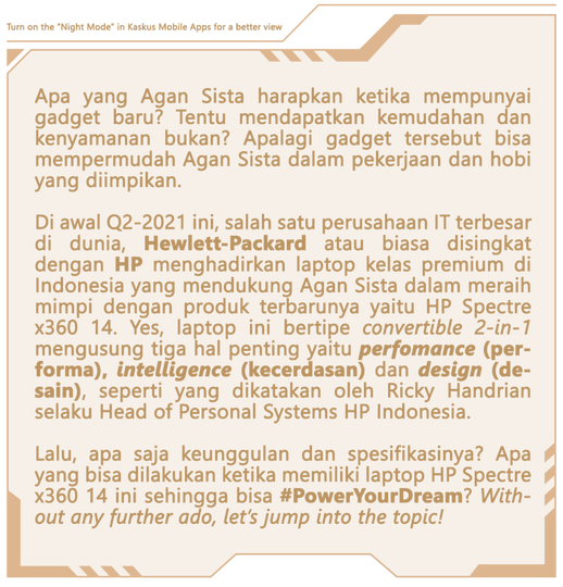 #PowerYourDream dengan Laptop Stylish, Cerdas dan Kencang, HP Spectre x360 14!