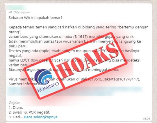 Virus Covid-19 yang Sudah Bermutasi Menimbulkan Gejala Baru, Benar atau Salah?