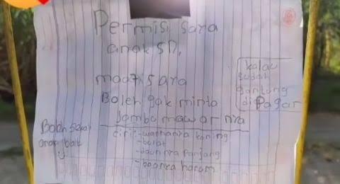 Ijin Minta Jambu Lewat Surat, Anak SD Ini Menyindir Para Koruptor
