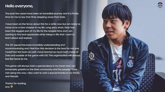 TI10 Team OG Akan Bertanding Tanpa Ana