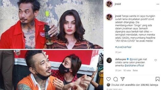 Headline JRX Positif COVID-19 Tak Ada, Jerinx SID Banggakan Nora Alexandra