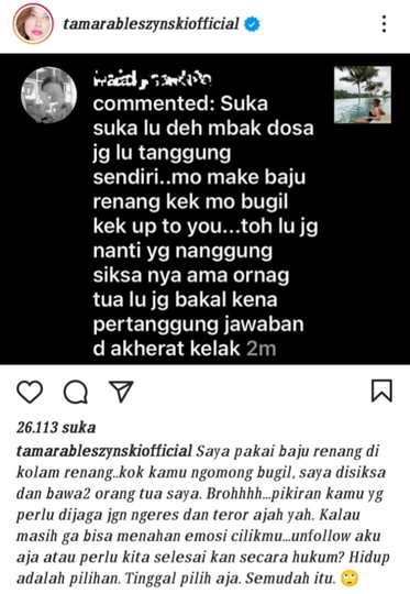 Foto di Kolam Renang Dinyinyiri Netizen, Tamara Bleszynski Beri Tanggapan Menohok