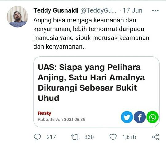 Ustad Somad Disemprot: Anjing Lebih Terhormat!