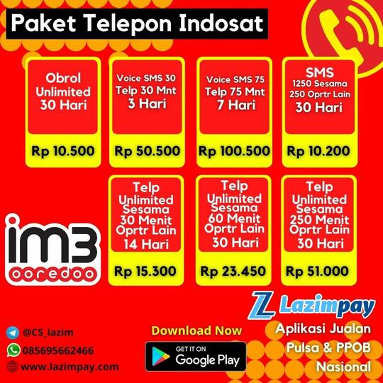 Harga Paket Telp Indosat Lazimpay
