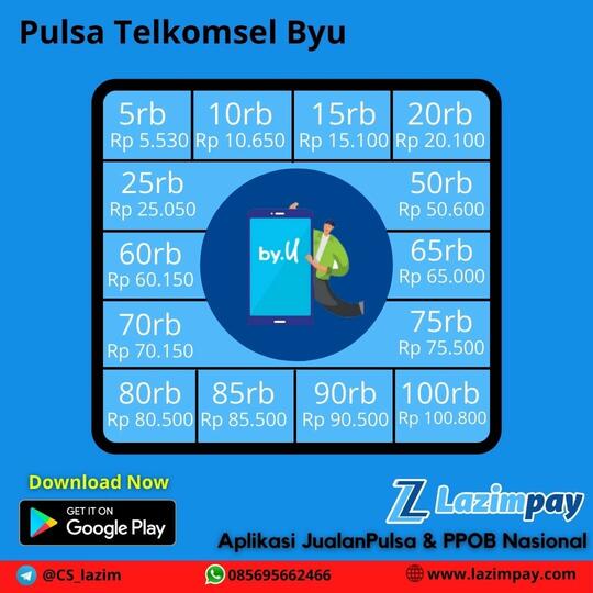 Update list Pulsa telkomsel Byu Lazimpay