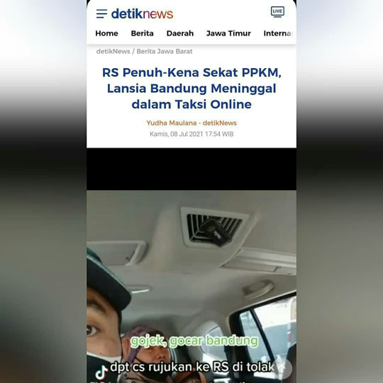 Akibat PPKM Seorang Ibu Meninggal Diatas Taksi Online