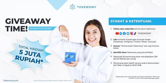 TOKENOMY bagi bagi GIVEAWAY - total hadiah 5 JUTA RUPIAH!