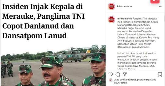 TNI AU, Minta Maaf Atas Ulah 2 Oknum Tentara Yang Injak Kepala Warga Di Papua!!