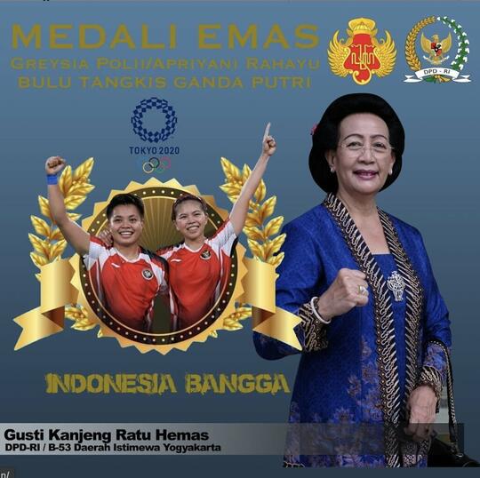 Bikin Senyum, Ucapan Selamat atas Medali Emas Olimpiade Greysia-Apriyani