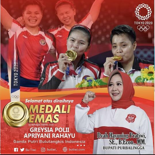 Bikin Senyum, Ucapan Selamat atas Medali Emas Olimpiade Greysia-Apriyani