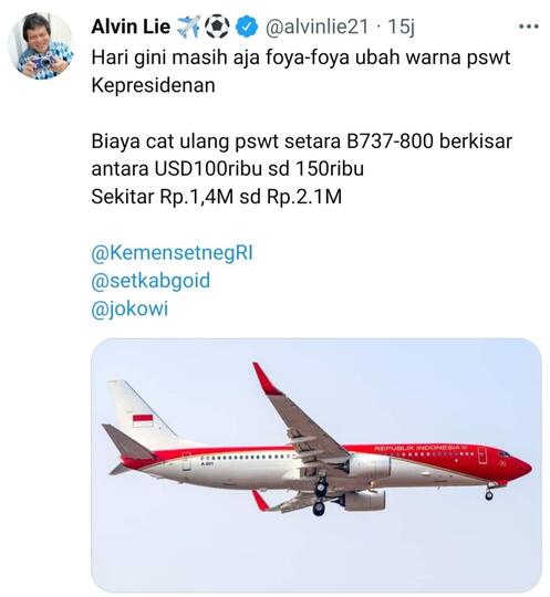 Dikritik Pemborosan, Biaya Cat Pesawat Kepresiden Diperkirakan Tembus Rp2,1 Miliar
