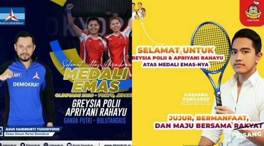 AHY Disindir soal Poster Ucapan Selamat ke Greysia-Apriliya,Kader Demokrat
