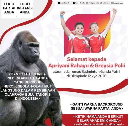 Kumpulan Meme Ucapan Selamat Kepada Greysia dan Apriani Atas Kemenangannya