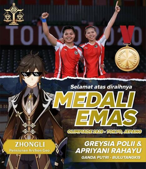 Kumpulan Meme Ucapan Selamat Kepada Greysia dan Apriani Atas Kemenangannya