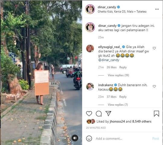 Dinar Candy Tepati Janji, Protes Perpanjangan PPKM ke Jokowi Pakai Bikini di Jalanan