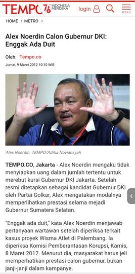 Breaking News: Kejaksaan Agung Tetapkan Alex Noerdin Tersangka