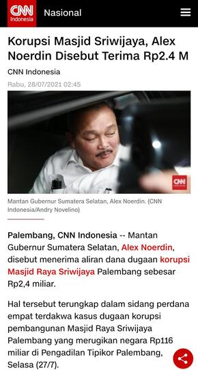 Breaking News: Kejaksaan Agung Tetapkan Alex Noerdin Tersangka
