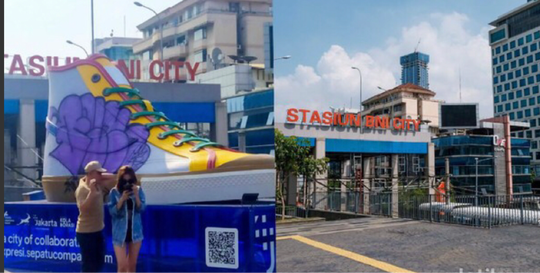 Usai Kena Vandalisme, Tugu Sepatu di Sudirman Kini Hilang