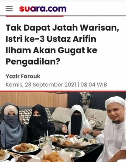 Tak Dapat Jatah Warisan, Istri ke-3 Ustaz Arifin Ilham Akan Gugat ke Pengadilan?