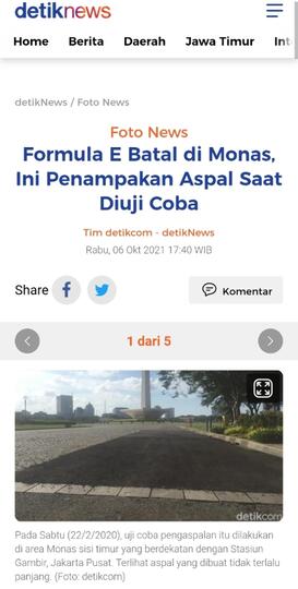 Masih Rahasia, Pemprov DKI Jakarta Siapkan 5 Lokasi Sirkuit Formula E