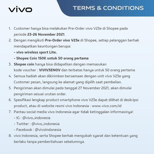 Vivo V23e Resmi Rilis di Indonesia Hari ini, Bawa Kamera Depan 50MP