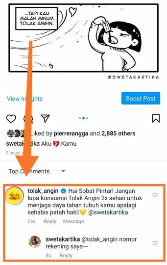 Admin Gercep Numpang Promosi, Komikus Ini Sindir dengan Nomor Rekening