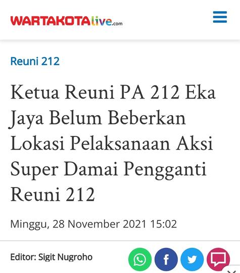 Singgung Dirikan Khilafah,Ketua Reuni 212 Ustadz Eka Jaya: Kekuasaan Harus Kita Rebut