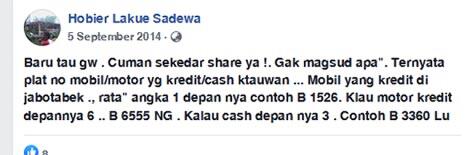 Ini Cara Bedain Motor/Mobil Beli Cash Atau Kredit Dari AngkaPlat Nomornya (Pelurusan)