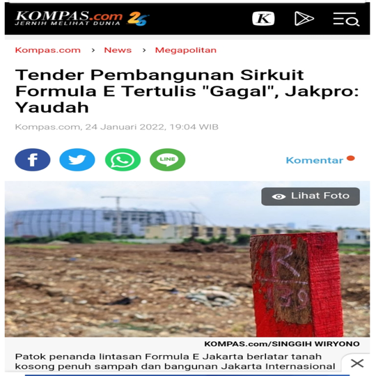 Tender Pembangunan Sirkuit Formula E Tertulis "Gagal", Jakpro: Yaudah