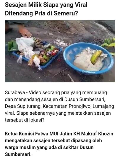 Penendang Sesajen di Semeru Mengaku Tidak Tahu Pura