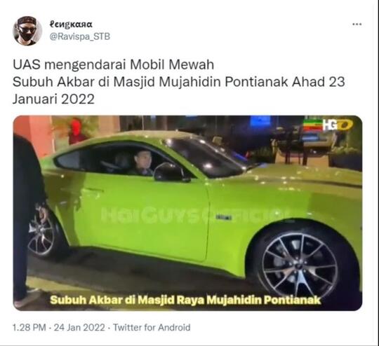 Ustaz Abdul Somad Datangi Lokasi Ceramah Pakai Mobil Mewah Rp1,8 Miliar