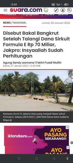 Disebut Bakal Bangkrut Setelah Talangi Dana Sirkuit Formula E Rp 70 Miliar