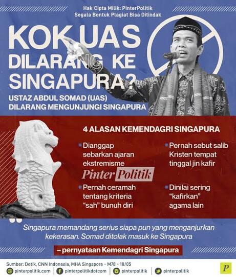 Singapura, Tak Akan Biarkan UAS Mencari Pengikut Di Negaranya!