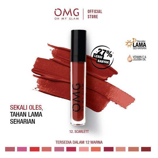 OMG OH MY GLAM Matte Kiss Lip Cream Bold Coffee Ombre - 12 Scarlet & 13 Latte
