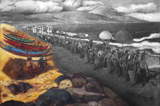 Art Review Lukisan Karya Harijadi Sumadidjaja Upacara Bali, 1977
