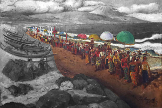 Art Review Lukisan Karya Harijadi Sumadidjaja Upacara Bali, 1977
