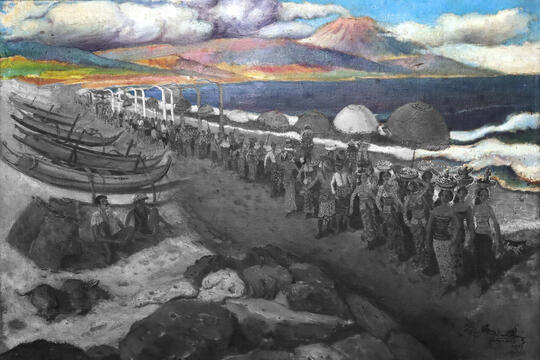 Art Review Lukisan Karya Harijadi Sumadidjaja Upacara Bali, 1977