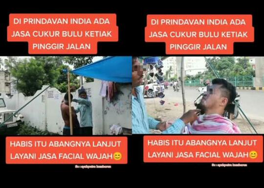 Vrindavan Memang Beda, AdaJasa Cukur Bulu KETIAK Dan Facial Wajah Di Pinggir Jalan