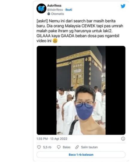 Heboh! Wanita Ini Pakai Ihram Laki-laki Saat Umrah dan Rekam Video Di Depan Ka'bah