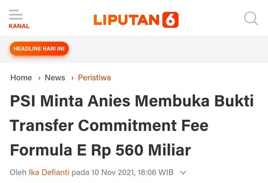 Anies: Bila Anda Katakan Saya Ambil Uang dari Formula E, Tunjukkan!